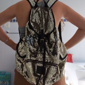 VS Pink gold and silver reversible sparkle bookbag